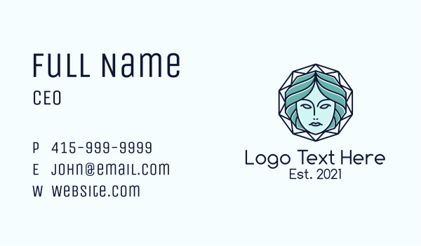Blue Woman Geometric Business Card Design Image Preview