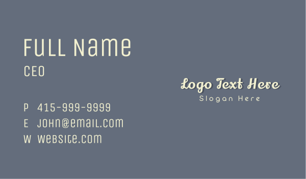 Elegant Script Wordmark Business Card Design Image Preview