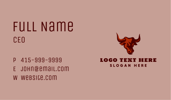 Wild Bull Horns Business Card Design Image Preview