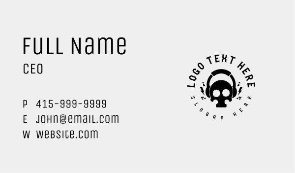 Rockstar Skull Headset Business Card Design Image Preview