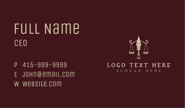 Feather Justice Scale Business Card Design Image Preview