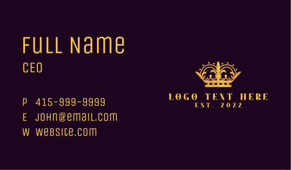 Golden Beauty Pageant Crown Business Card Design Image Preview