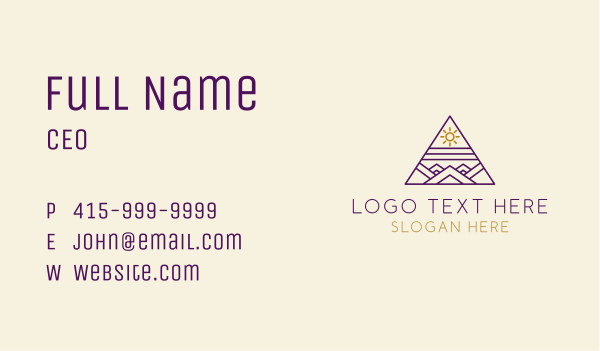 Abstract Pyramid Sun  Business Card Design Image Preview