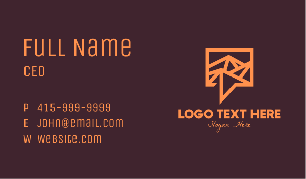 Orange Mountain Chat Business Card Design Image Preview