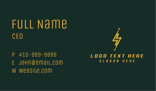 Gold Lightning Circuit Business Card Design Image Preview