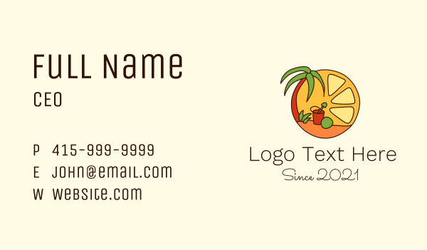 Tropical Lime Beach Business Card Design Image Preview