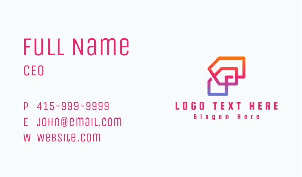 Gradient Tech Letter F Business Card Design Image Preview