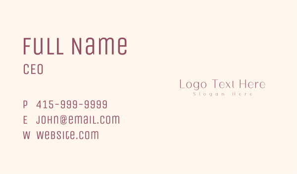 Minimalist Feminine Wordmark Business Card Design Image Preview