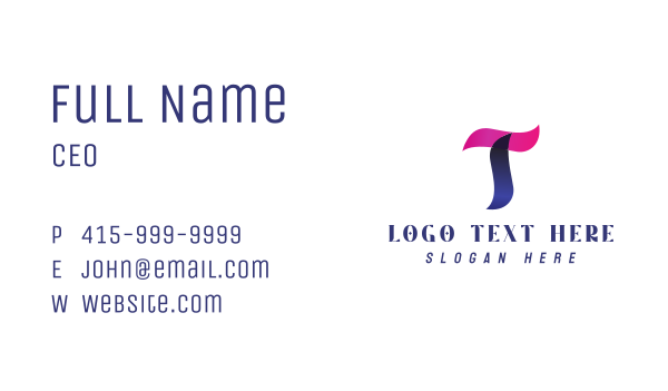 Gradient Letter T Business Card Design Image Preview