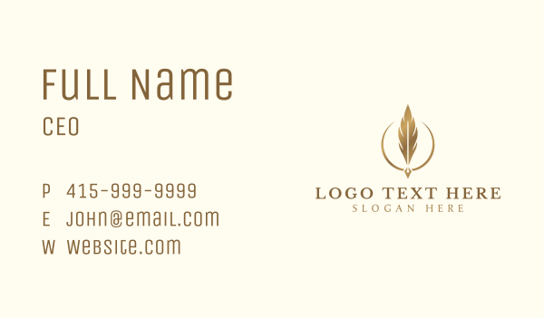 Elegant Feather Pen Business Card Design Image Preview