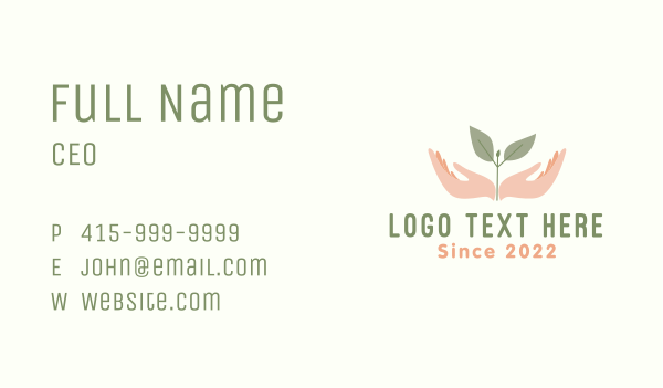 Natural Leaf Hand Business Card Design Image Preview