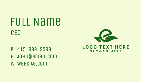 Eco Friendly Leaf Letter E  Business Card Design Image Preview