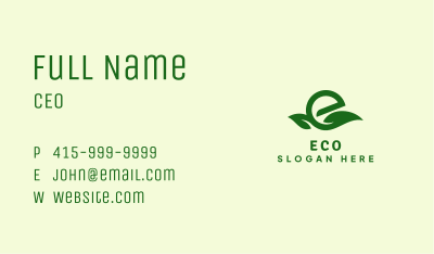 Eco Friendly Leaf Letter E  Business Card Image Preview
