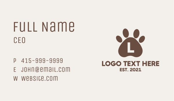 Brown Paw Letter Business Card Design Image Preview
