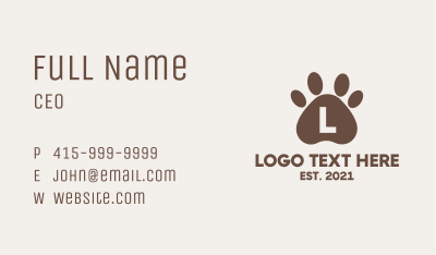 Brown Paw Letter Business Card Image Preview