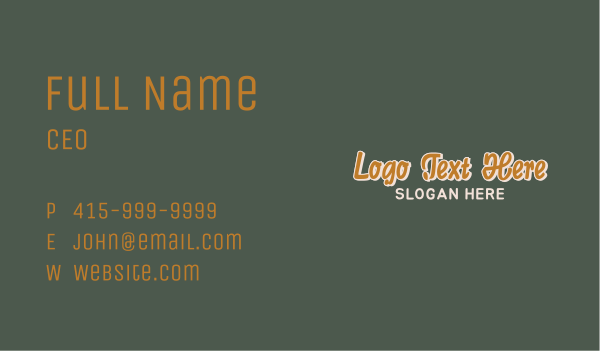 Retro Quirky Wordmark Business Card Design Image Preview