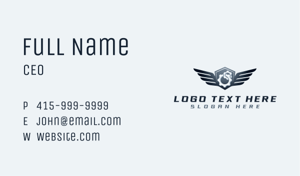 Wings Shield Gear Business Card Design Image Preview