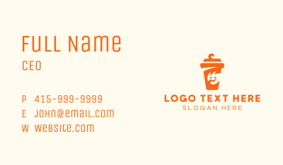 Orange Drinking Cup Mascot Business Card Image Preview