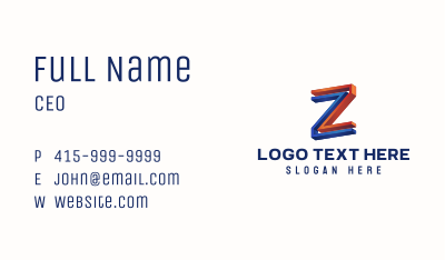 3D Letter Z Business Card Image Preview