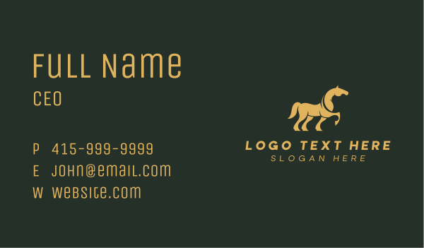 Golden Horse Stallion Business Card Design Image Preview