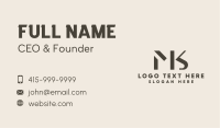 Brown Minimalist Letter M & K Business Card Image Preview