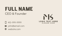 Brown Minimalist Letter M & K Business Card Image Preview