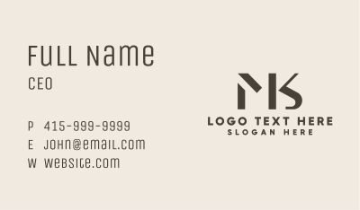 Brown Minimalist Letter M & K Business Card Image Preview