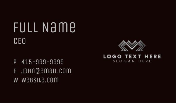 Industrial Metallic Letter M Business Card Design Image Preview