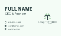 Green Floral Letter T Business Card Image Preview