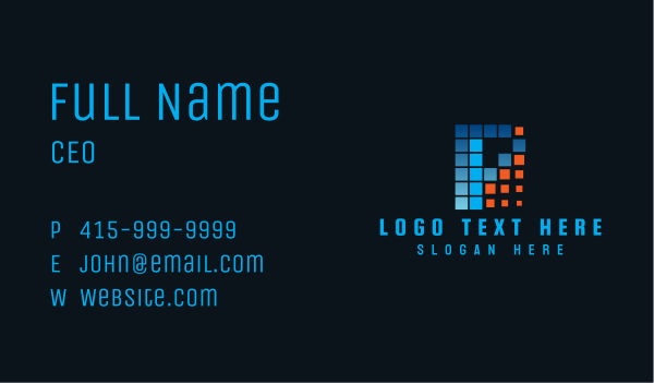 Banking Pixel Letter P Business Card Design Image Preview