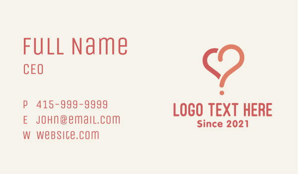 Love Heart Question Business Card Design Image Preview