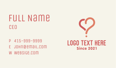 Love Heart Question Business Card Image Preview