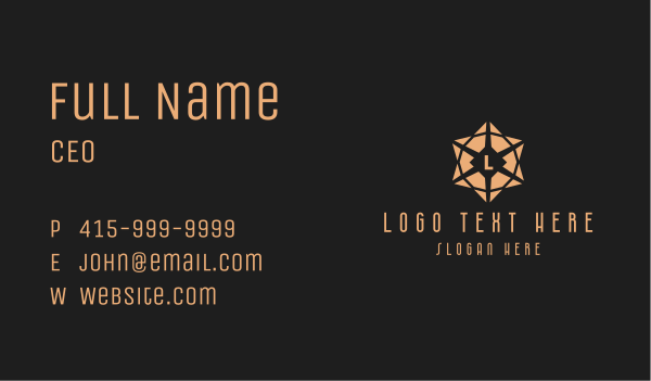 Bronze Geometric Star Letter  Business Card Design Image Preview