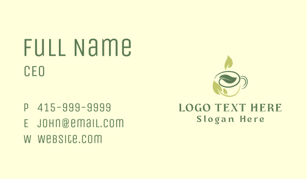 Coffee Tea Leaf Cup Business Card Design Image Preview