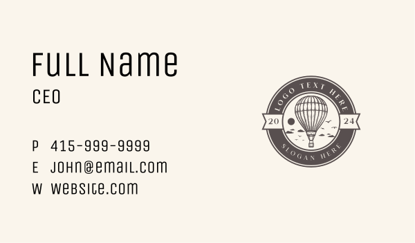 Rustic Hot Air Balloon Business Card Design Image Preview