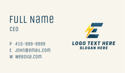 Electric Energy Letter E  Business Card