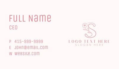 Pink Flower Letter S Business Card Image Preview