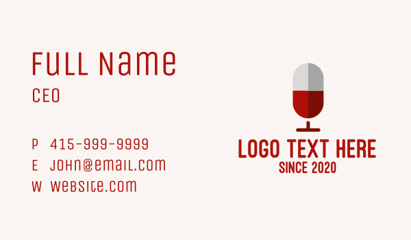 Red Wine Microphone Podcast Business Card Design Image Preview