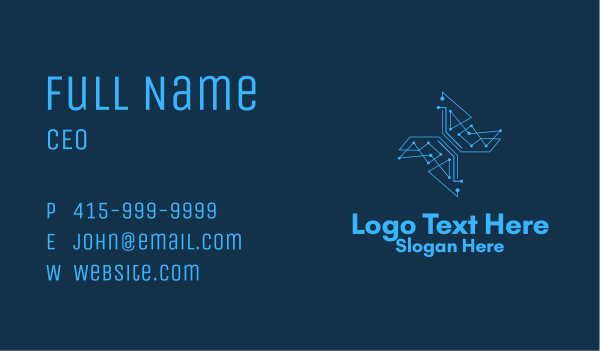 Blue Circuit Cross Business Card Design Image Preview