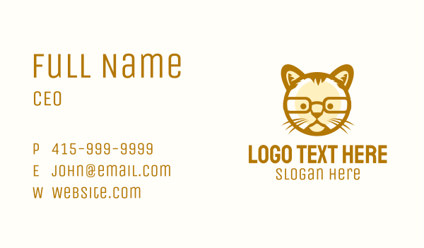 Geek Cat Glasses Business Card Design Image Preview