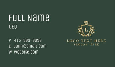 Golden Crown Shield Lettermark Business Card Image Preview