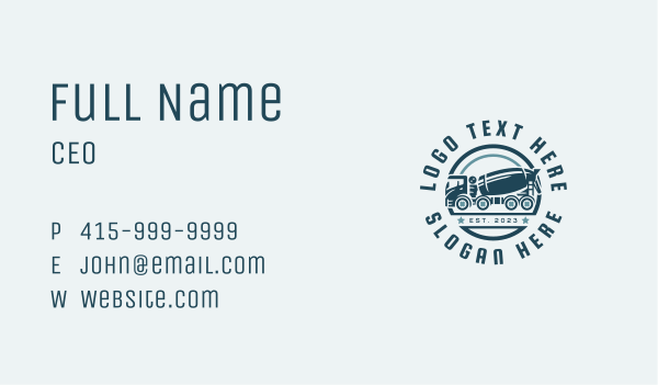 Construction Cement Truck Business Card Design Image Preview