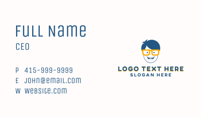 Nerd Eyeglass Boy Business Card Image Preview