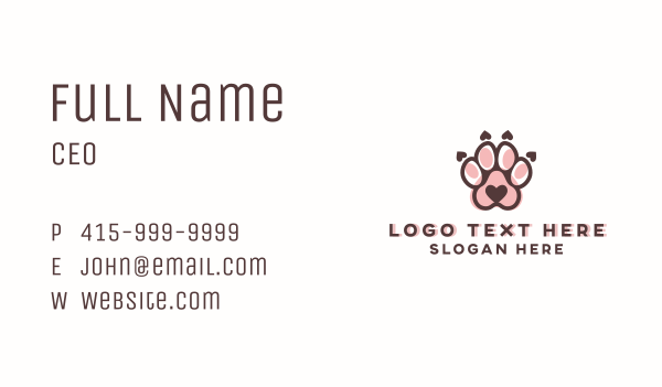 Cute Paw Print Business Card Design Image Preview