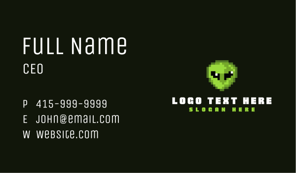Alien Pixelated Game Business Card Design Image Preview