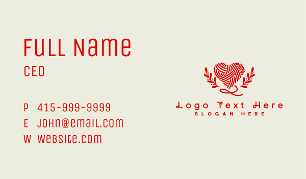 Heart Yarn Crochet Business Card Design Image Preview