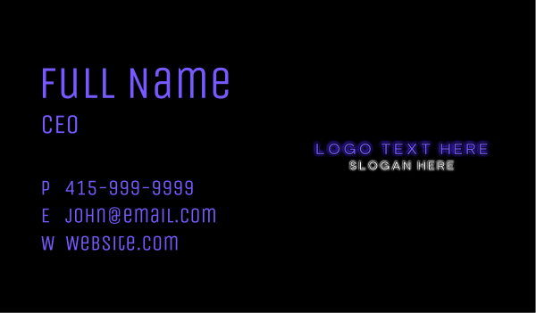 Neon Night Club Wordmark Business Card Design Image Preview