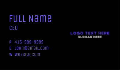 Neon Night Club Wordmark Business Card Image Preview