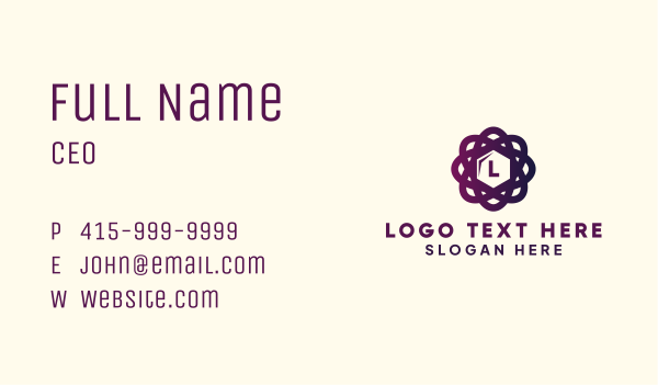 Violet Atomic Cube Letter Business Card Design Image Preview