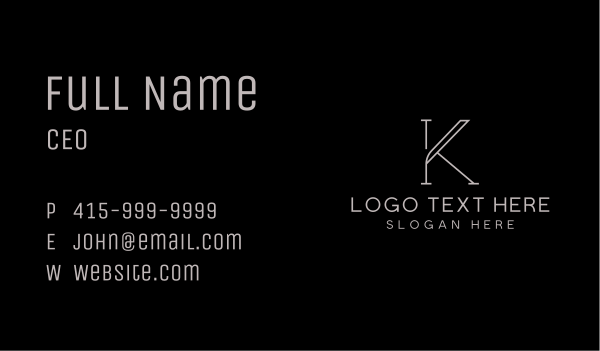 Geometric Monoline Letter K Business Card Design Image Preview
